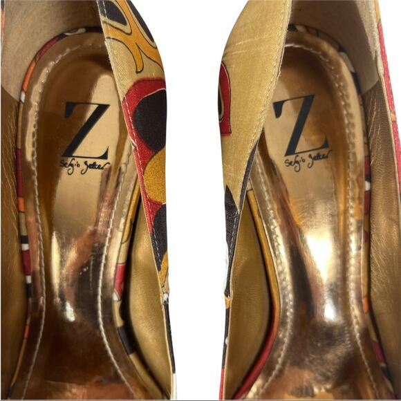 Sergio Zelcer Handmade Platform Retro Mod Print Peep Toe Platform Shoe Size 8 - Picture 6 of 11